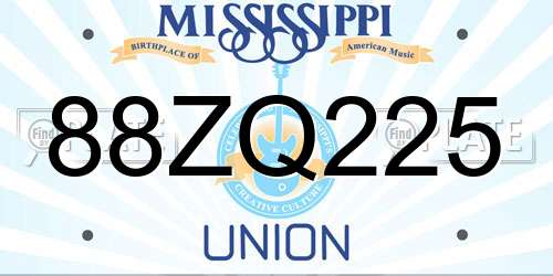 88ZQ225 Mississippi License Plate