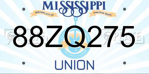 88ZQ275 Mississippi License Plate