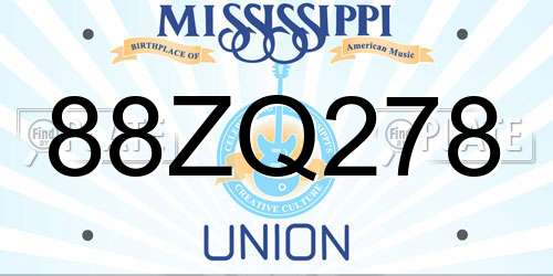 88ZQ278 Mississippi License Plate