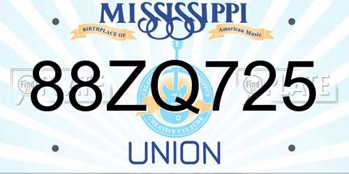 88ZQ725 Mississippi License Plate