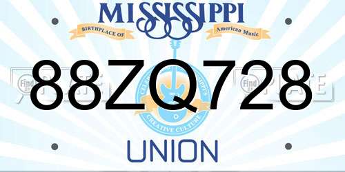 88ZQ728 Mississippi License Plate