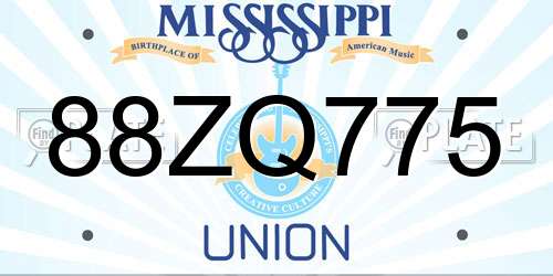 88ZQ775 Mississippi License Plate