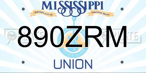 890ZRM Mississippi License Plate