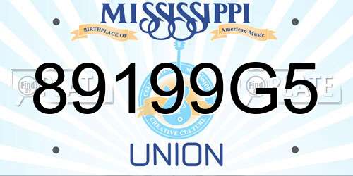 89199G5 Mississippi License Plate