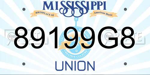 89199G8 Mississippi License Plate