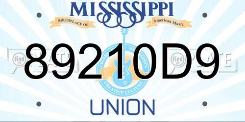 89210D9 Mississippi License Plate