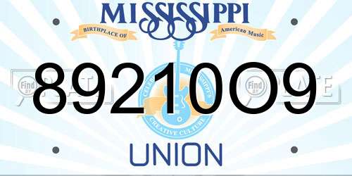 89210O9 Mississippi License Plate