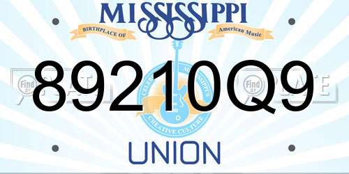 89210Q9 Mississippi License Plate