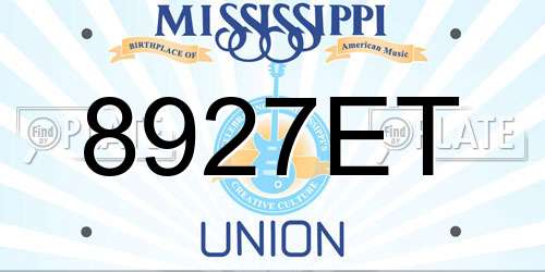 8927ET Mississippi License Plate