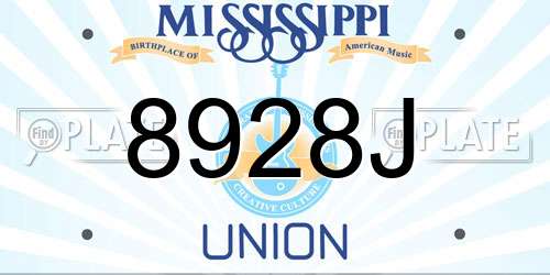 8928J Mississippi License Plate