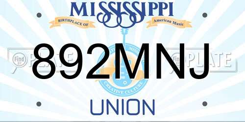 892MNJ Mississippi License Plate