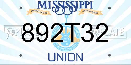 892T32 Mississippi License Plate