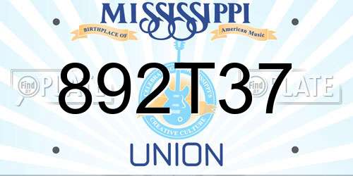 892T37 Mississippi License Plate