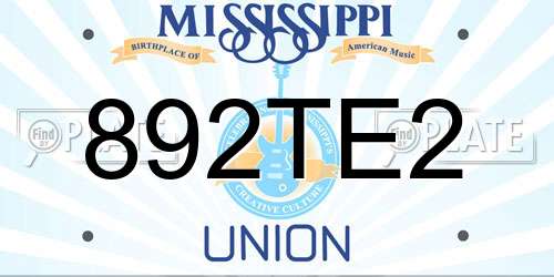 892TE2 Mississippi License Plate