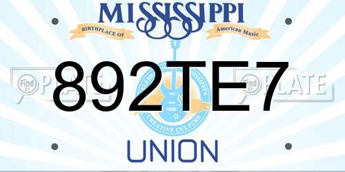 892TE7 Mississippi License Plate