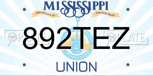 892TEZ Mississippi License Plate