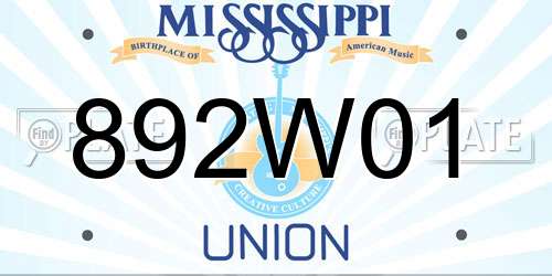 892W01 Mississippi License Plate