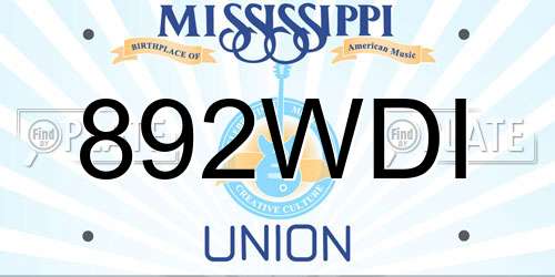 892WDI Mississippi License Plate