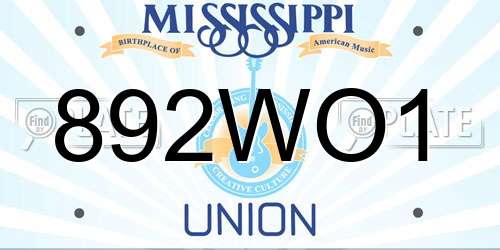 892WO1 Mississippi License Plate
