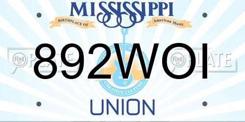 892WOI Mississippi License Plate