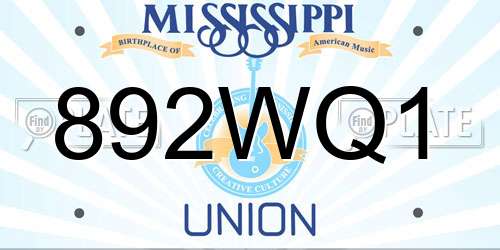 892WQ1 Mississippi License Plate