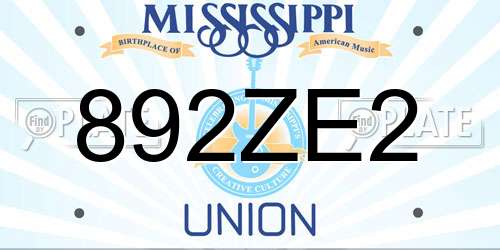 892ZE2 Mississippi License Plate