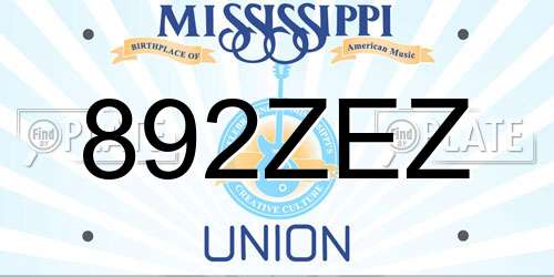 892ZEZ Mississippi License Plate