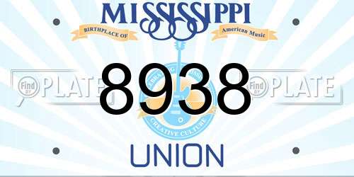 8938 Mississippi License Plate