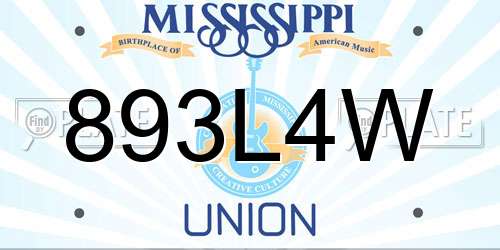 893L4W Mississippi License Plate