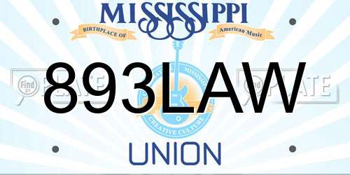 893LAW Mississippi License Plate