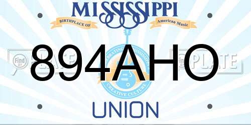 894AHO Mississippi License Plate
