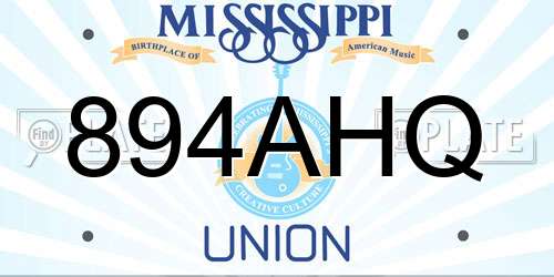 894AHQ Mississippi License Plate
