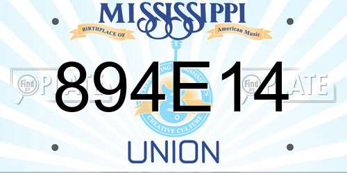 894E14 Mississippi License Plate