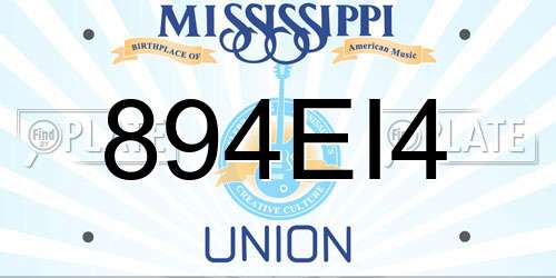 894EI4 Mississippi License Plate