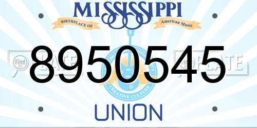 8950545 Mississippi License Plate