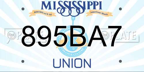 895BA7 Mississippi License Plate