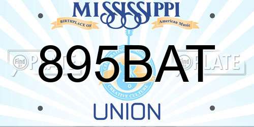 895BAT Mississippi License Plate