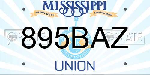 895BAZ Mississippi License Plate
