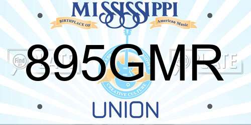 895GMR Mississippi License Plate