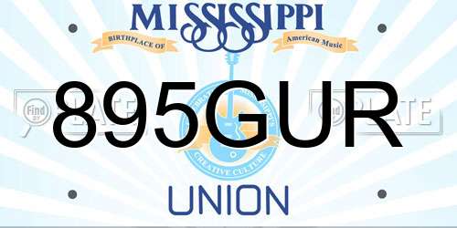 895GUR Mississippi License Plate