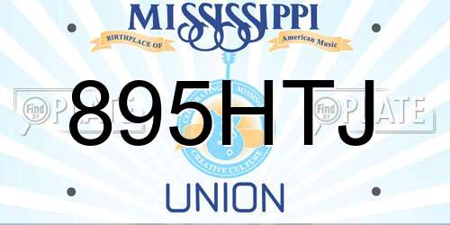895HTJ Mississippi License Plate