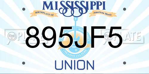 895JF5 Mississippi License Plate