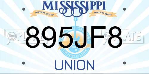 895JF8 Mississippi License Plate