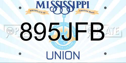 895JFB Mississippi License Plate