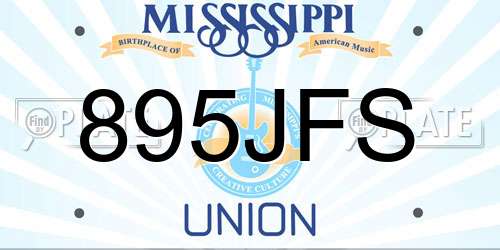 895JFS Mississippi License Plate