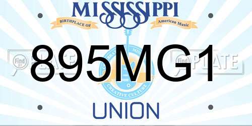 895MG1 Mississippi License Plate