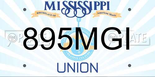 895MGI Mississippi License Plate