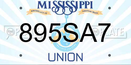 895SA7 Mississippi License Plate