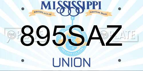 895SAZ Mississippi License Plate