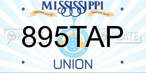 895TAP Mississippi License Plate